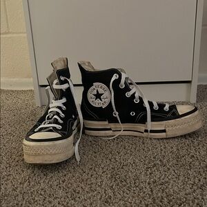 Converse Black and White High-Top Sneakers 7.5